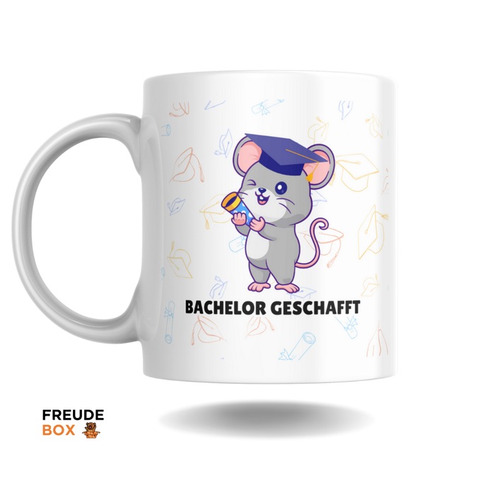 Keramiktasse Maus "Bachelor geschafft" 300 ml