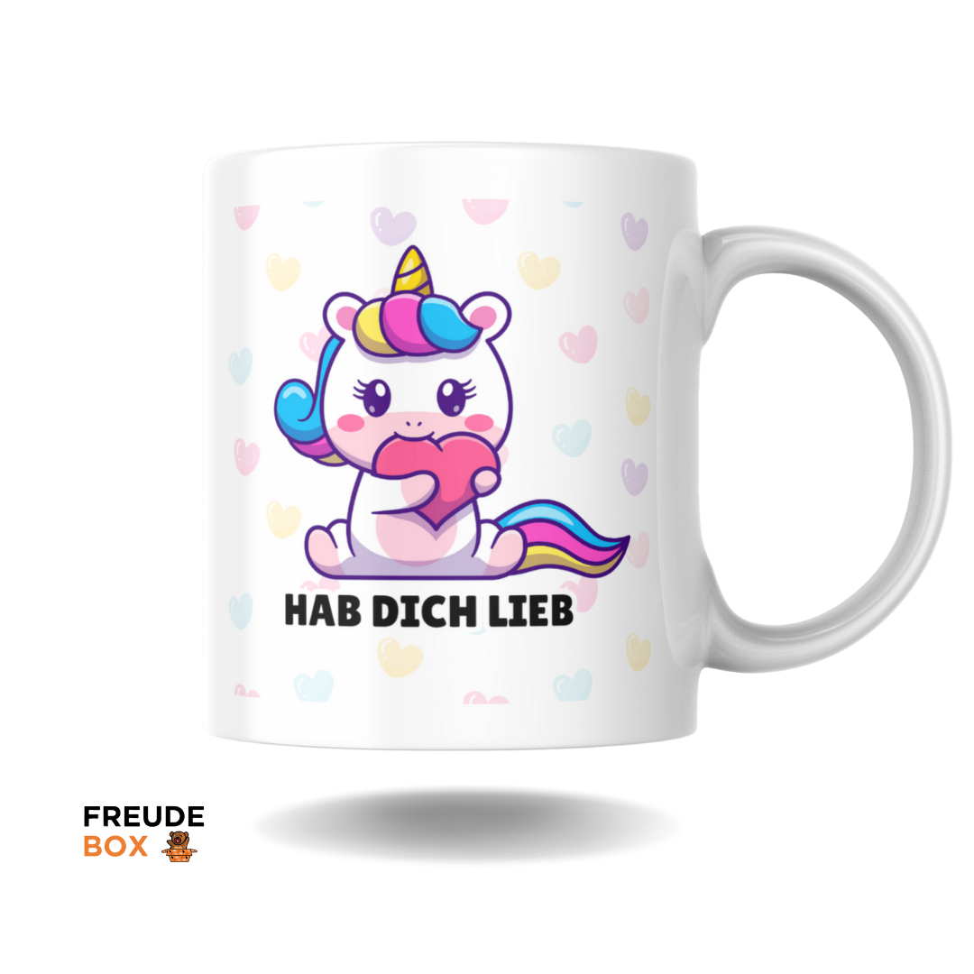 Keramiktasse Einhorn "Hab dich lieb" 300 ml