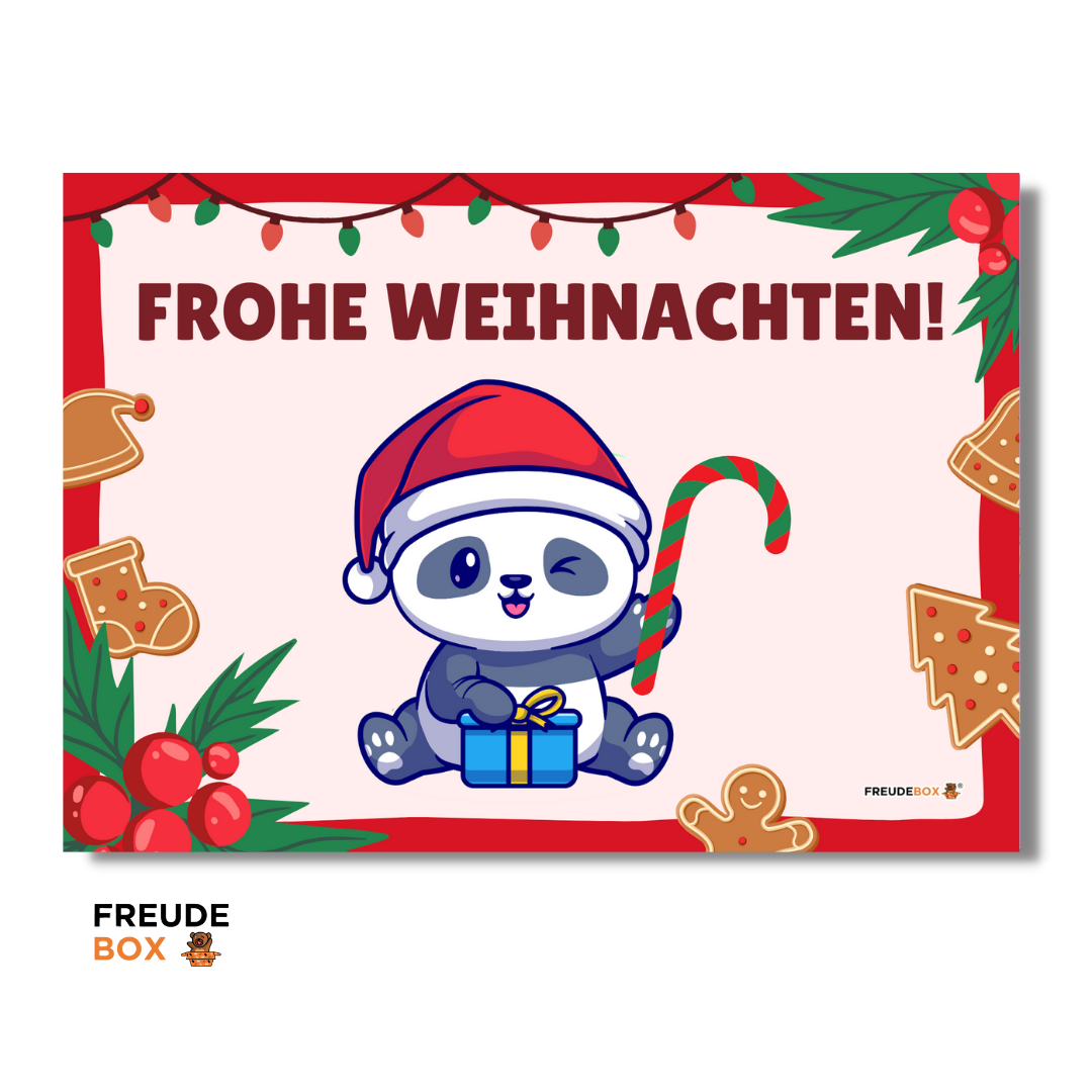 Grußkarte: Frohe Weihnachten Panda ✏️