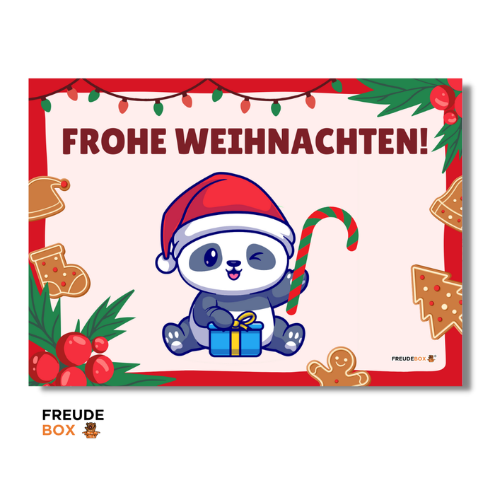 Grußkarte: Frohe Weihnachten Panda ✏️