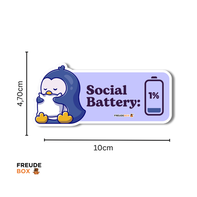 Sticker Pinguin "Social Battery: 1%" (10 cm)