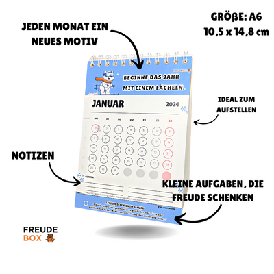 Tischkalender 2024 A6 FREUDEBOX – Monatlich Freude schenken