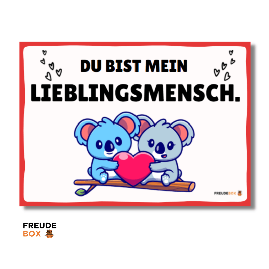 Grußkarte: Lieblingsmensch ✏️ - FREUDEBOX® - Geschenk, Made in Germany, Seifenblasen kuscheltiere und plüschtiere mit persönlicher nachricht einfach online kaufen freude verschenken - geschenkidee kuscheltiere plüschtiere - geschenke für freundin freund - kuscheltiere verschenken - geschenk für kinder - kinder geburtstag - freude box - freudebox - freude tiktok instagram