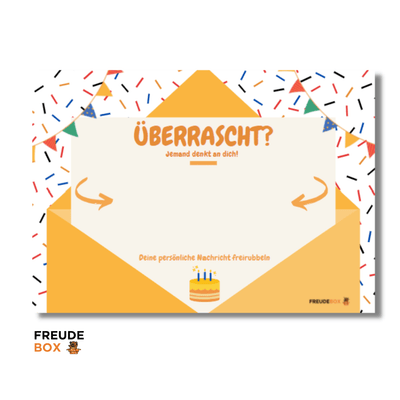 Grußkarte: Geburtstag ✏️ - FREUDEBOX® - Geschenk, Made in Germany, Seifenblasen kuscheltiere und plüschtiere mit persönlicher nachricht einfach online kaufen freude verschenken - geschenkidee kuscheltiere plüschtiere - geschenke für freundin freund - kuscheltiere verschenken - geschenk für kinder - kinder geburtstag - freude box - freudebox - freude tiktok instagram