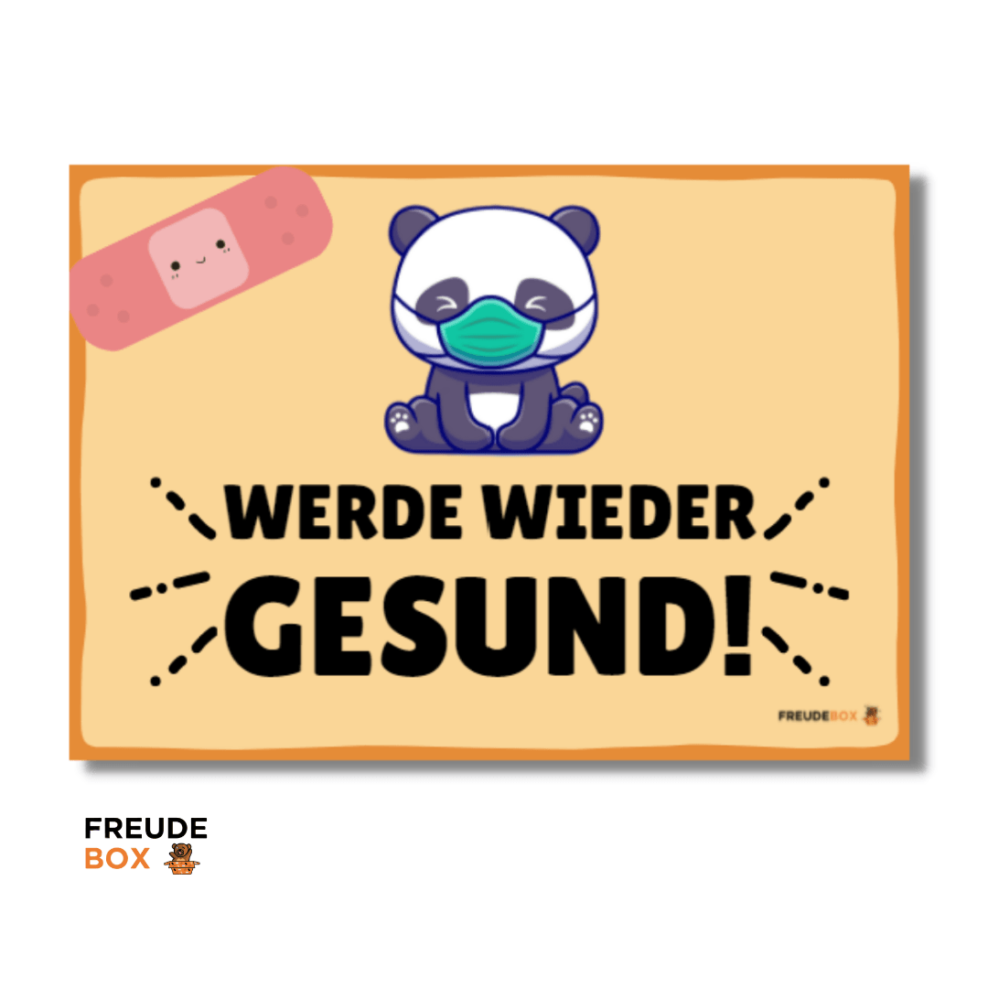 Grußkarte: Gute Besserung ✏️ - FREUDEBOX® - Geschenk, Made in Germany, Seifenblasen kuscheltiere und plüschtiere mit persönlicher nachricht einfach online kaufen freude verschenken - geschenkidee kuscheltiere plüschtiere - geschenke für freundin freund - kuscheltiere verschenken - geschenk für kinder - kinder geburtstag - freude box - freudebox - freude tiktok instagram